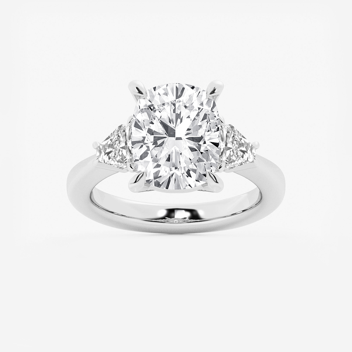 5 3/4 ctw Elongated Cushion Lab Grown Diamond Side Stone Engagement Ring